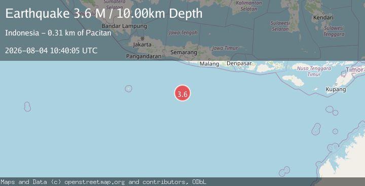 Map of South of Java, Indonesia
