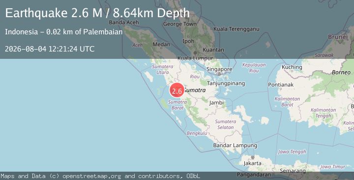 Map of Southern Sumatra, Indonesia