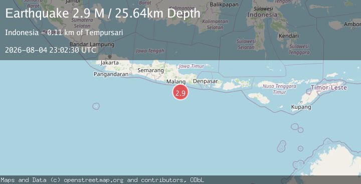 Map of South of Java, Indonesia
