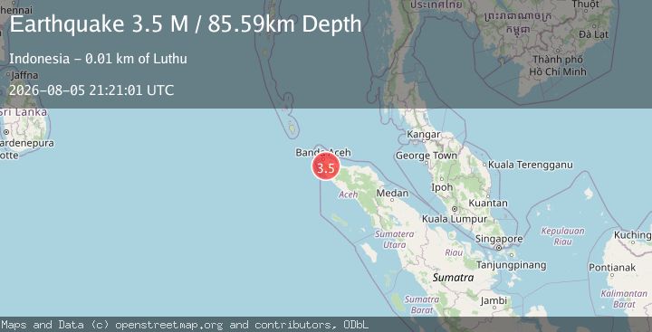 Map of Northern Sumatra, Indonesia