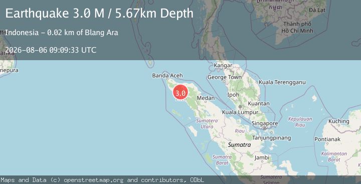Map of Northern Sumatra, Indonesia
