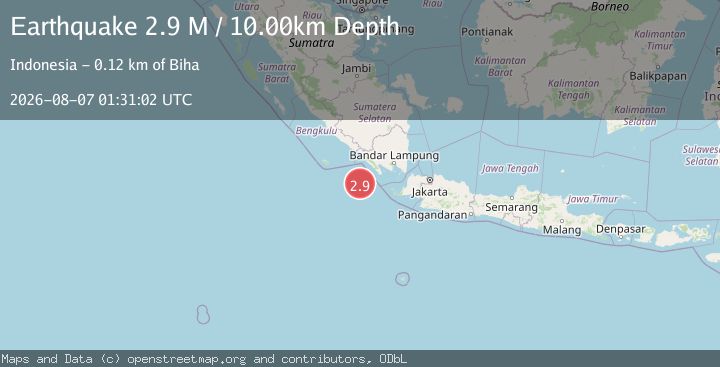 Map of Southwest of Sumatra, Indonesia