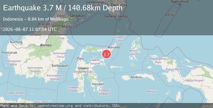 Map of Minahassa Peninsula, Sulawesi