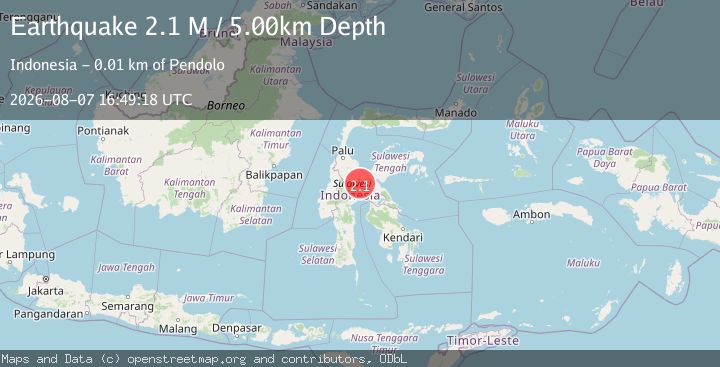 Map of Sulawesi, Indonesia