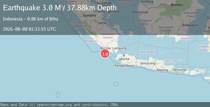 Map of Southern Sumatra, Indonesia