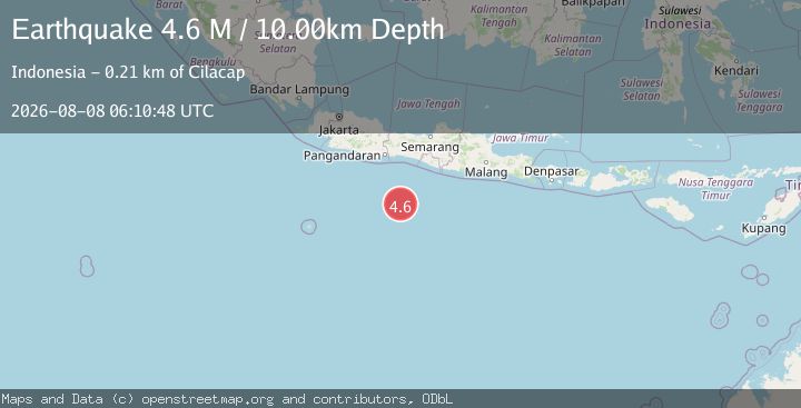 Map of South of Java, Indonesia