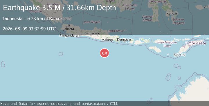 Map of South of Java, Indonesia