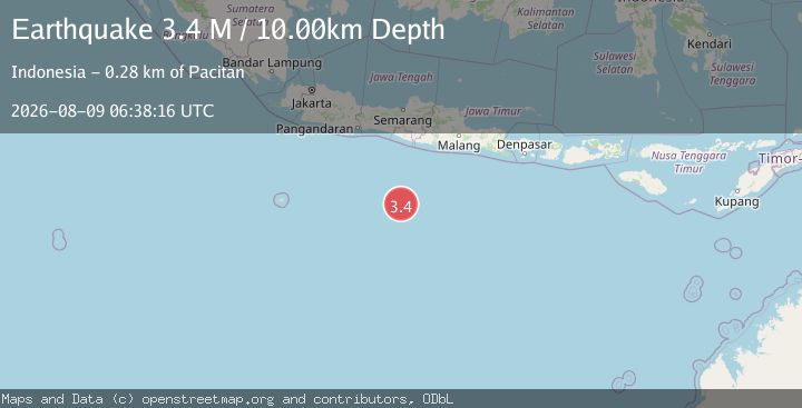 Map of South of Java, Indonesia