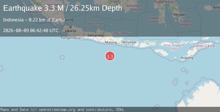 Map of South of Java, Indonesia