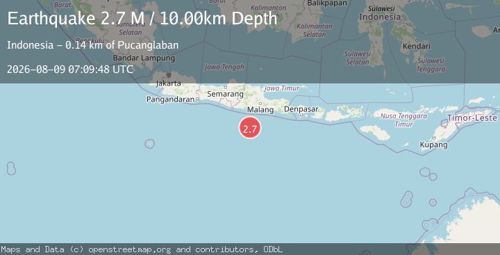 Map of South of Java, Indonesia