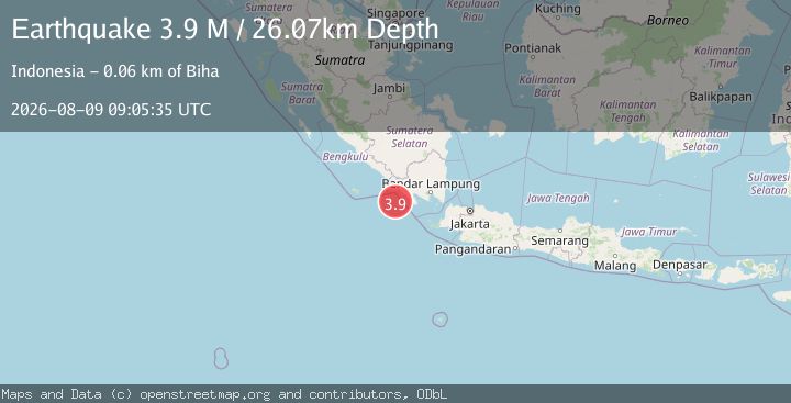 Map of Southern Sumatra, Indonesia