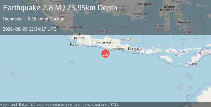 Map of South of Java, Indonesia