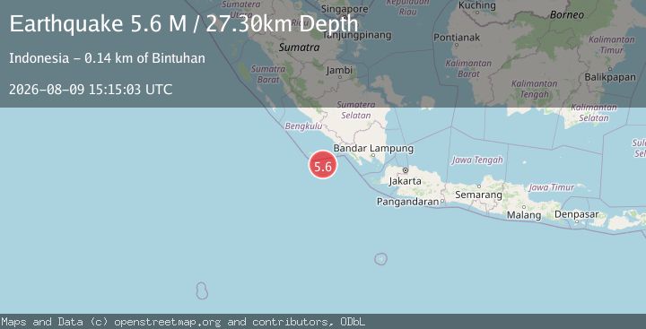 Map of Southern Sumatra, Indonesia