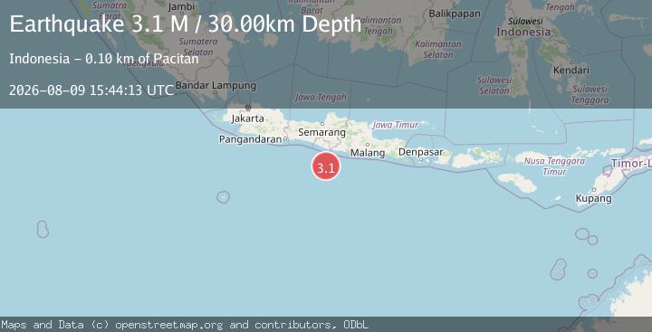 Map of South of Java, Indonesia