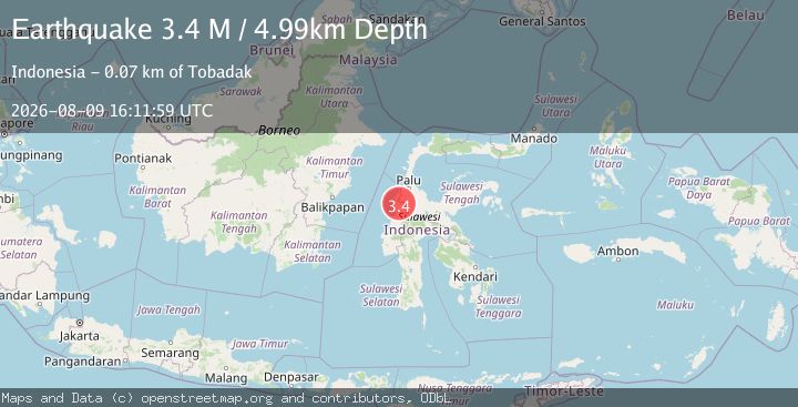 Map of Sulawesi, Indonesia