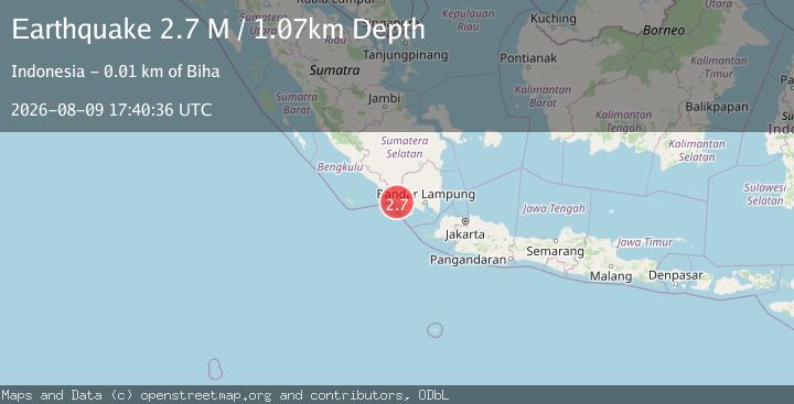 Map of Southern Sumatra, Indonesia