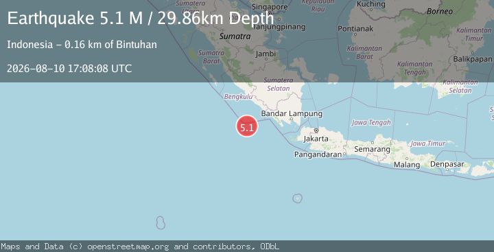 Map of Southern Sumatra, Indonesia