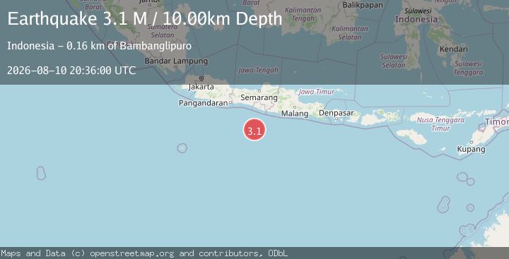 Map of South of Java, Indonesia