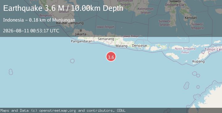 Map of South of Java, Indonesia