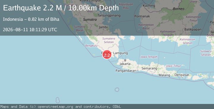 Map of Southern Sumatra, Indonesia