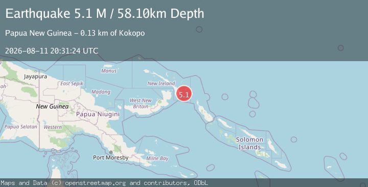 Map of New Ireland Region, Papua New Guinea