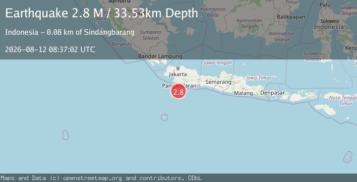Map of South of Java, Indonesia