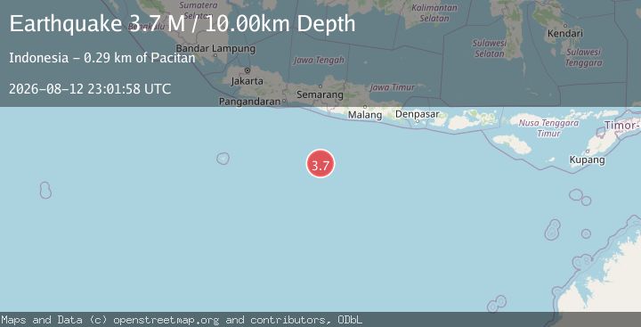 Map of South of Java, Indonesia