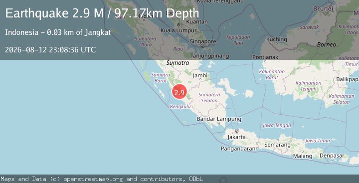 Map of Southern Sumatra, Indonesia
