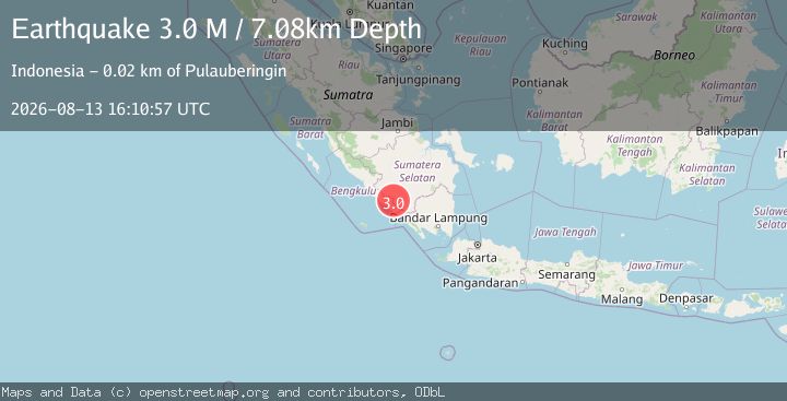 Map of Southern Sumatra, Indonesia