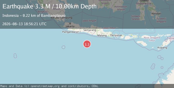 Map of South of Java, Indonesia