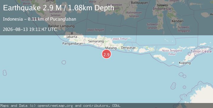 Map of South of Java, Indonesia