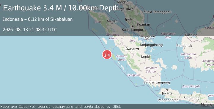 Map of Southwest of Sumatra, Indonesia