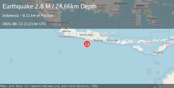 Map of South of Java, Indonesia