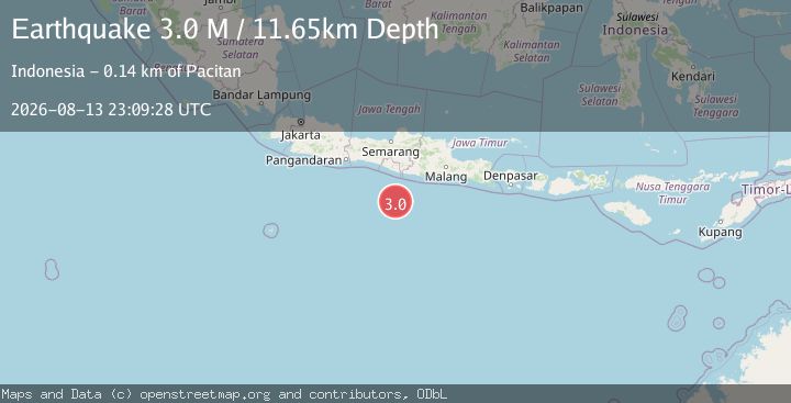 Map of South of Java, Indonesia