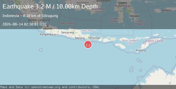 Map of South of Bali, Indonesia