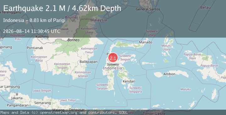 Map of Sulawesi, Indonesia