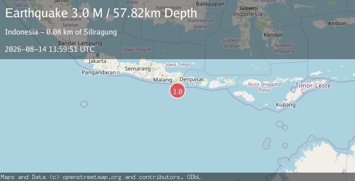 Map of South of Java, Indonesia