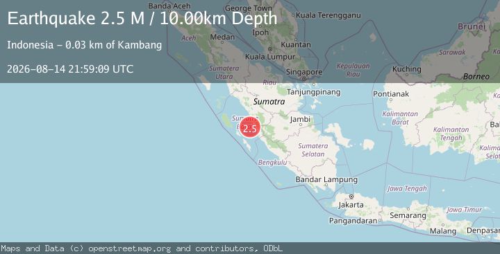 Map of Southern Sumatra, Indonesia