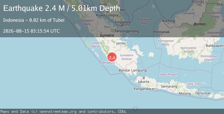 Map of Southern Sumatra, Indonesia