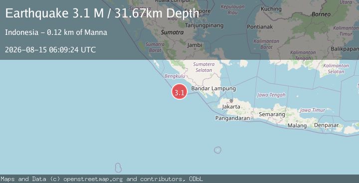 Map of Southern Sumatra, Indonesia