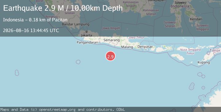Map of South of Java, Indonesia