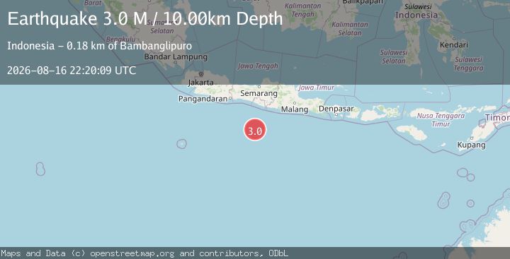 Map of South of Java, Indonesia