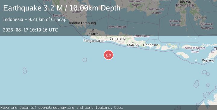 Map of South of Java, Indonesia