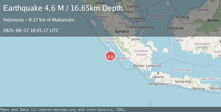 Map of Southern Sumatra, Indonesia