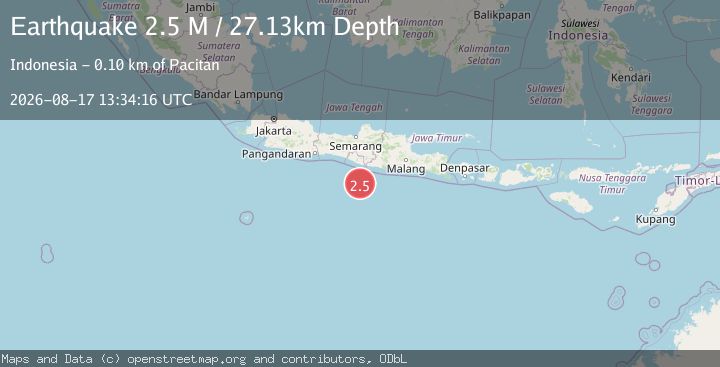 Map of South of Java, Indonesia