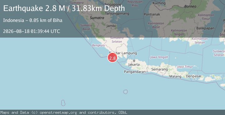 Map of Southern Sumatra, Indonesia