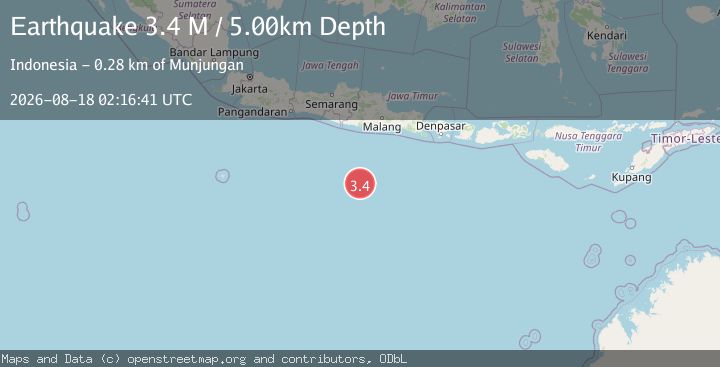 Map of South of Java, Indonesia