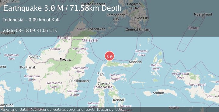Map of Minahassa Peninsula, Sulawesi