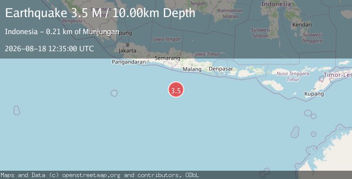 Map of South of Java, Indonesia