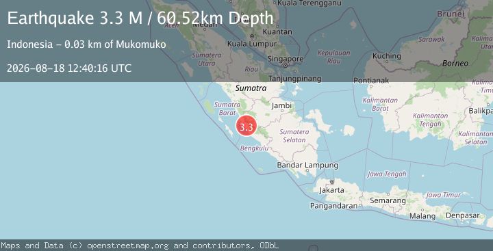 Map of Southern Sumatra, Indonesia